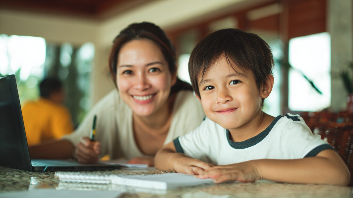 学校タイプ別の費用差異を楽しむ親子留学の様子