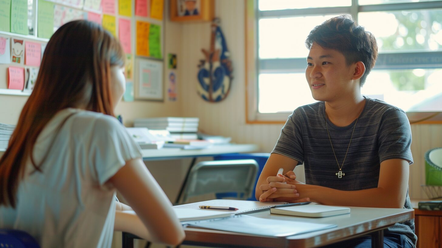 2025年春休み高校生短期留学の基本情報に取り組む中高生の様子