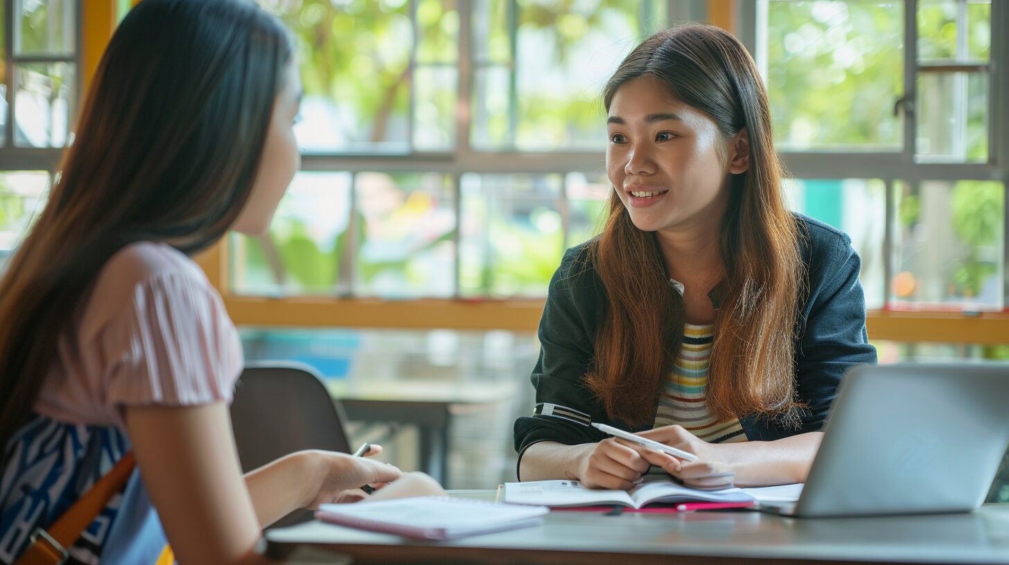 期間別・予算別のフィリピン留学プランに取り組む中高生の様子
