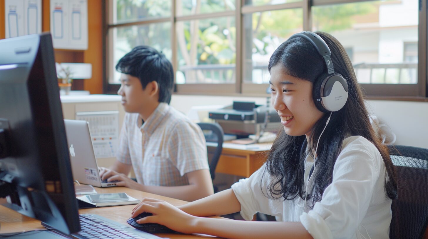 英語初心者の高校生に向いているフィリピンの語学学校に取り組む中高生の様子