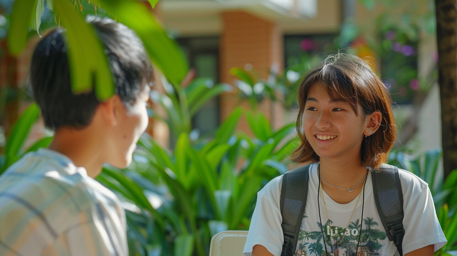 英語が話せなくても留学できる理由に取り組む中高生の様子